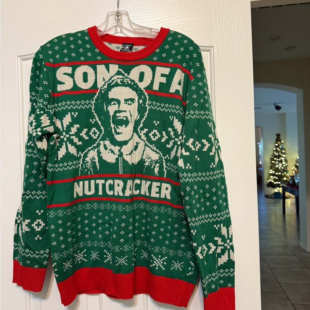 ELF Unisex Green and Red Crewneck Sweater